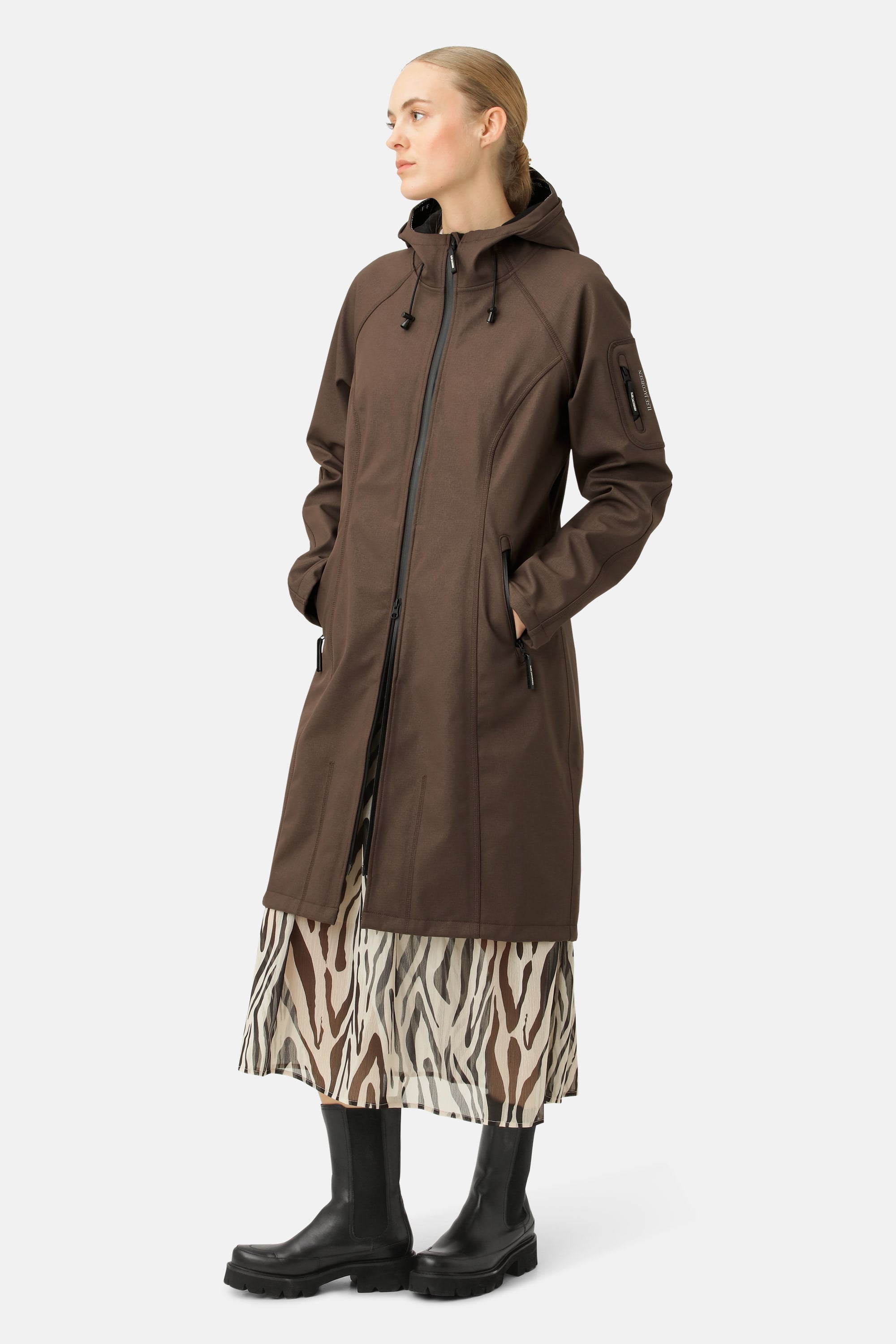 Long Softshell Raincoat - Chocolate Brown